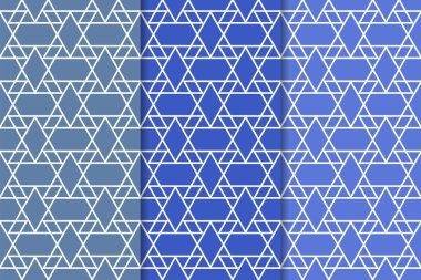 Mavi geometrik süsler. Web, Tekstil ve duvar kağıtları için dikey Dikişsiz desen seti