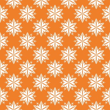 Turuncu zemin üzerine beyaz çiçek süsleme. Tekstil ve duvar kağıtları için seamless modeli