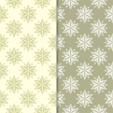 Zeytin yeşili çiçek arka planlar. Tekstil ve duvar kağıtları için dikişsiz desen seti