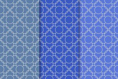 Mavi geometrik süsler. Web, Tekstil ve duvar kağıtları için dikey Dikişsiz desen seti