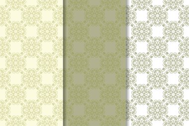 Zeytin yeşili ve beyaz çiçek arka planlar. Tekstil ve duvar kağıtları için dikişsiz desen seti