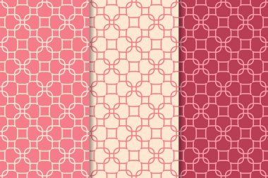 Kiraz kırmızı geometrik yazdırır. Web, Tekstil ve duvar kağıtları için dikey Dikişsiz desen seti