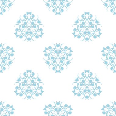 Beyaz zemin üzerine mavi çiçek tasarım. Tekstil ve duvar kağıtları için seamless modeli