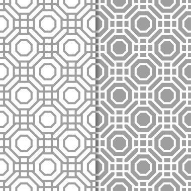 Gri ve beyaz geometrik parmak izi. Web, Tekstil ve duvar kağıtları için dikişsiz desen seti