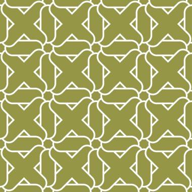 Zeytin yeşili ve beyaz geometrik süsleme. Web, Tekstil ve duvar kağıtları için seamless modeli