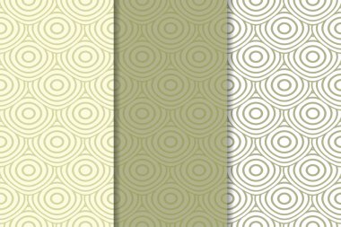 Zeytin yeşili ve beyaz geometrik süsler. Web, Tekstil ve duvar kağıtları için dikey Dikişsiz desen seti