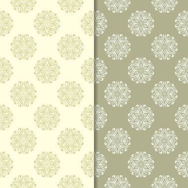 Zeytin yeşili çiçek arka planlar. Tekstil ve duvar kağıtları için dikişsiz desen seti