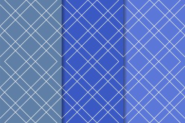 Mavi geometrik süsler. Web, Tekstil ve duvar kağıtları için dikey Dikişsiz desen seti