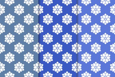 Çiçek süsler kümesi. Mavi dikey Dikişsiz desen. Duvar kağıdı arka plan