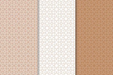 Web, Tekstil ve duvar kağıtları için geometrik Dikişsiz desen kahverengi ve beyaz set