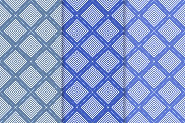 Geometrik süsler kümesi. Web, Tekstil ve duvar kağıtları için mavi dikey Dikişsiz desen