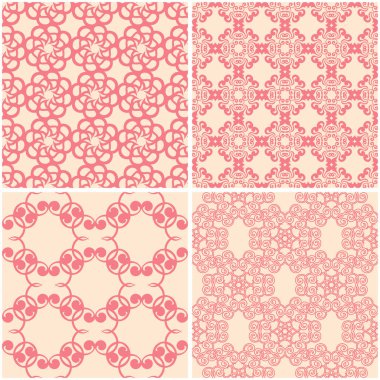 Çiçek desenleri. Dizi sorunsuz arka plan bej ve kırmızı. Vektör çizim