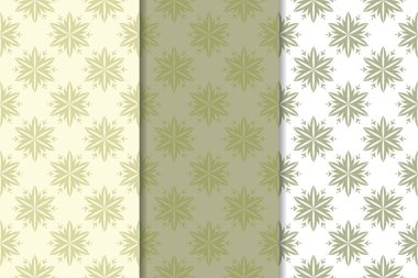 Zeytin yeşili çiçek arka planlar. Tekstil ve duvar kağıtları için dikişsiz desen seti