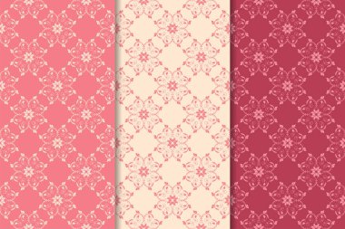 Kiraz kırmızı çiçek desenleri kümesi. Dikey Dikişsiz desen. Duvar kağıdı arka plan