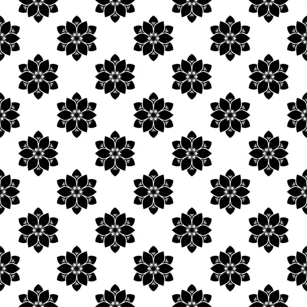 Adorno Floral Negro Sobre Fondo Blanco Patrón Sin Costuras Para — Archivo Imágenes Vectoriales