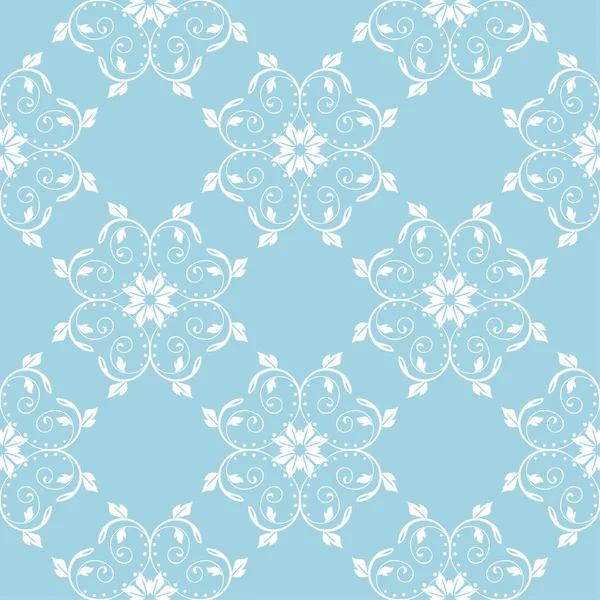 Design Floral Blanc Sur Fond Bleu Modèle Sans Couture Pour — Image vectorielle