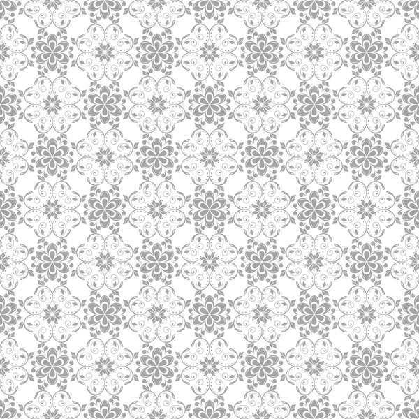 Ελαφρύ Γκρι Floral Διακοσμητικά Σχέδιο Λευκό Χωρίς Ραφή Πρότυπο Για — Διανυσματικό Αρχείο