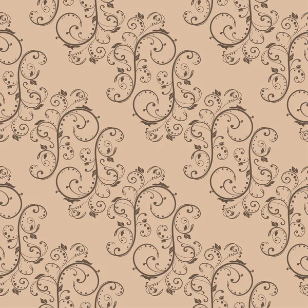 Blumenschmuck Braun Und Beige Nahtloses Muster Für Textilien Und Tapeten — Stockvektor