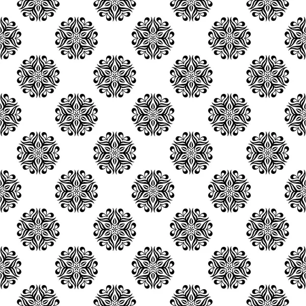 Adorno Floral Negro Sobre Fondo Blanco Patrón Sin Costuras Para — Vector de stock