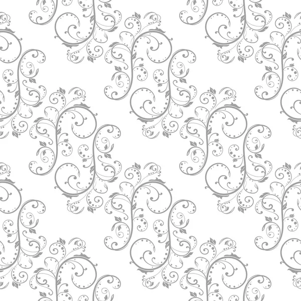 Белый Серый Цветочный Орнамент Бесшовный Узор Текстиля Обоев — стоковый вектор