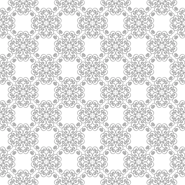 Hellgrauer Und Weißer Blumenschmuck Nahtloses Muster Für Textilien Und Tapeten — Stockvektor