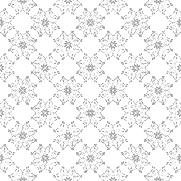 Diseño Floral Gris Claro Sobre Fondo Blanco Patrón Sin Costuras — Vector de stock