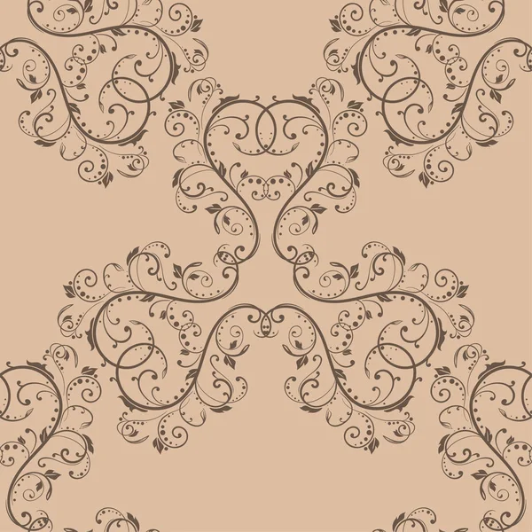 Ornement Floral Brun Sur Fond Beige Modèle Sans Couture Pour — Image vectorielle