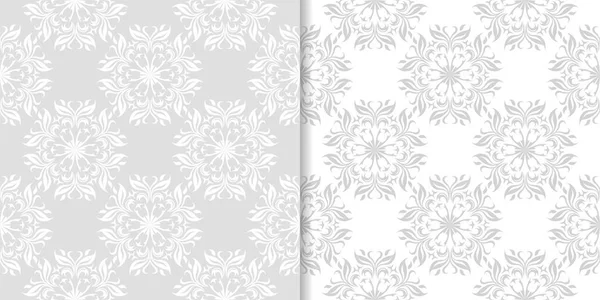 Fondo Floral Gris Claro Conjunto Patrones Sin Costura Para Textiles — Vector de stock