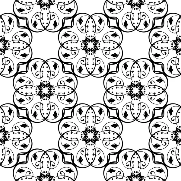 Black Floral Ornament White Background Seamless Pattern Textile Wallpapers — Stock Vector