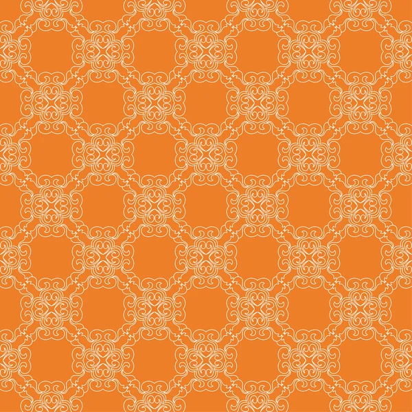 Adorno Floral Blanco Sobre Fondo Naranja Patrón Sin Costuras Para — Vector de stock