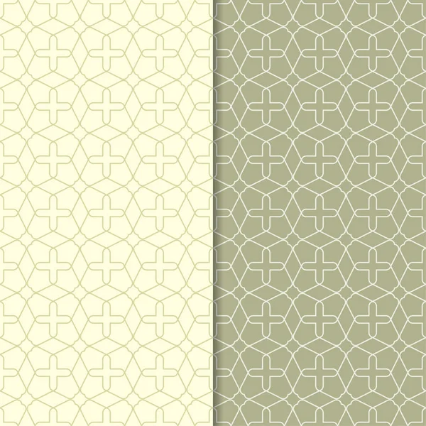 Ornements Géométriques Vert Olive Ensemble Motifs Sans Couture Pour Toile — Image vectorielle