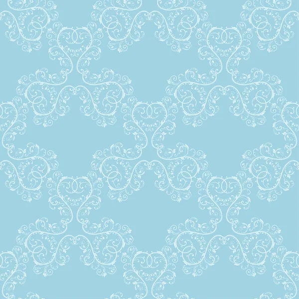 Mavi zemin üzerine beyaz çiçek desenli. Tekstil ve duvar kağıtları için sorunsuz süsleme