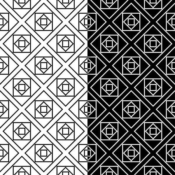 Black White Geometric Ornaments Set Seamless Patterns Web Textile Wallpapers — Stock Vector