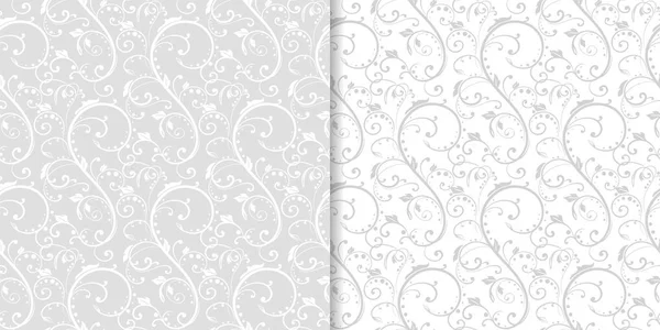 Světle Šedá Květinové Pozadí Sada Bezešvé Vzory Pro Textil Tapety — Stockový vektor