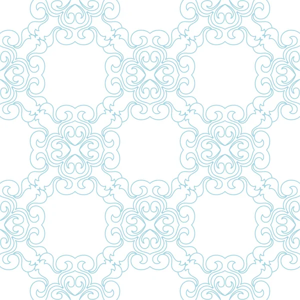 Синій Квітковий Орнамент Білому Тлі Безшовний Візерунок Текстилю Шпалер — стоковий вектор