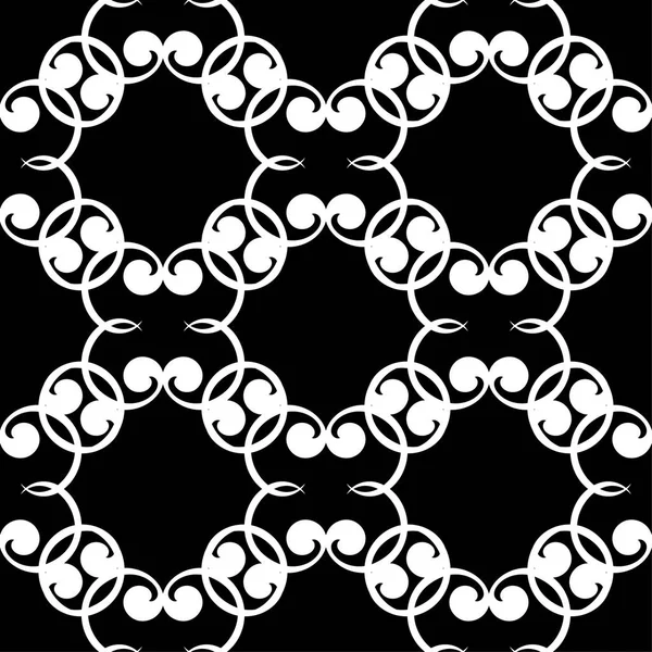 Siyah arka plan üzerine beyaz çiçek süsleme. Tekstil ve duvar kağıtları için seamless modeli