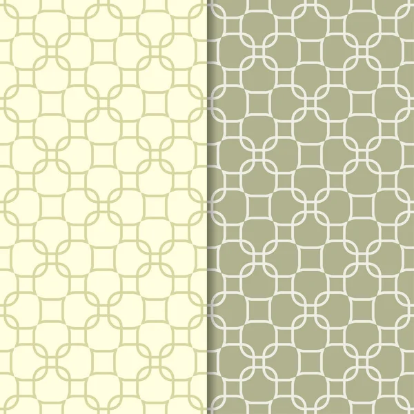 Olivgrön Uppsättning Med Sömlös Geometriska Mönster För Webb Textil Och — Stock vektor