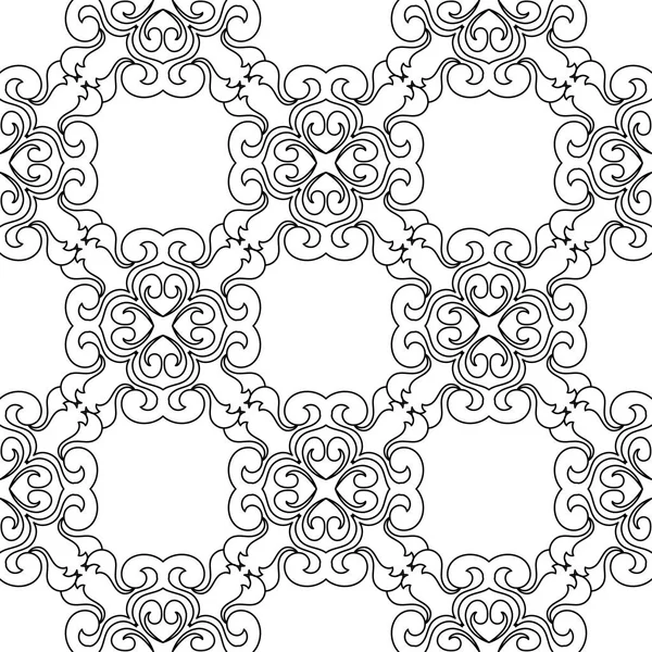 Czarny Kwiatowy Ornament Białym Tle Jednolity Wzór Włókienniczych Tapety — Wektor stockowy