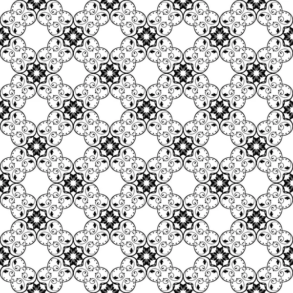 Zwarte Bloemen Ornament Witte Achtergrond Naadloze Patroon Voor Textiel Wallpapers — Stockvector