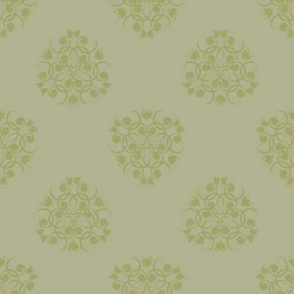 Olive Green Floral Ornamental Design Seamless Pattern Textile Wallpapers — Stock Vector