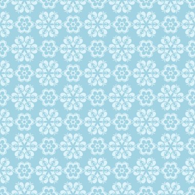 Mavi zemin üzerine beyaz çiçek desenli. Tekstil ve duvar kağıtları için sorunsuz süsleme