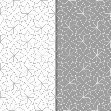 Gri ve beyaz geometrik süsler. Web, Tekstil ve duvar kağıtları için dikişsiz desen seti