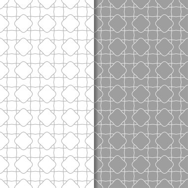 Gri ve beyaz geometrik süsler. Web, Tekstil ve duvar kağıtları için dikişsiz desen seti