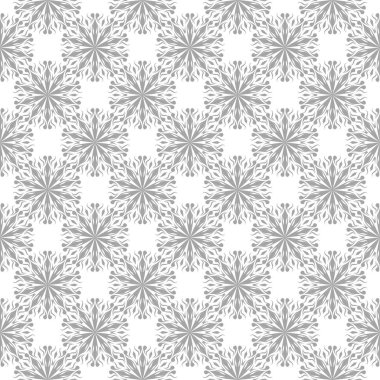 Beyaz arka plan üzerine açık gri çiçek süsleme. Tekstil ve duvar kağıtları için seamless modeli