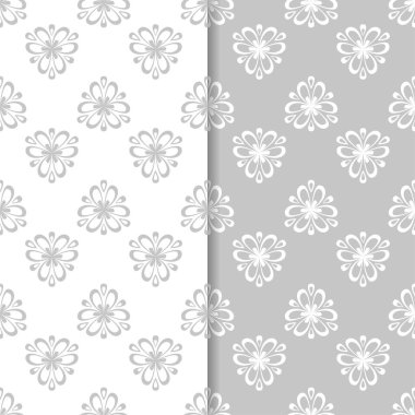 Çiçek gri ve beyaz seamless modeli. Çiçeğe öğeleri için duvar kağıdı arka plan.