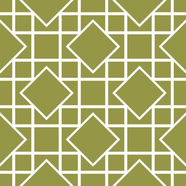 Zeytin yeşili ve beyaz geometrik yazdır. Web, Tekstil ve duvar kağıtları için seamless modeli