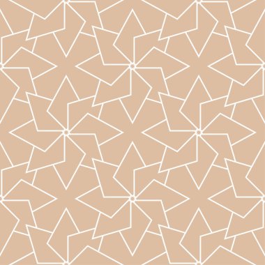 Bej ve beyaz geometrik süsleme. Web, Tekstil ve duvar kağıtları için seamless modeli