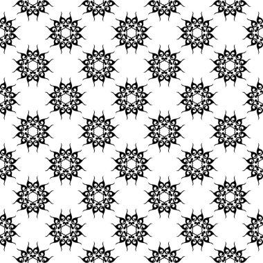 Beyaz arka planda siyah çiçek süsleme. Tekstil ve duvar kağıtları için seamless modeli