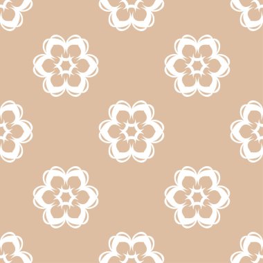 Bej ve beyaz çiçek süsleme. Tekstil ve duvar kağıtları için seamless modeli