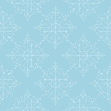 Mavi zemin üzerine beyaz çiçek süsleme. Tekstil ve duvar kağıtları için seamless modeli